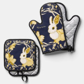 Hasenkoko Ofenhandschuh & Topflappen-Set (Vorderseite/Rückseite)