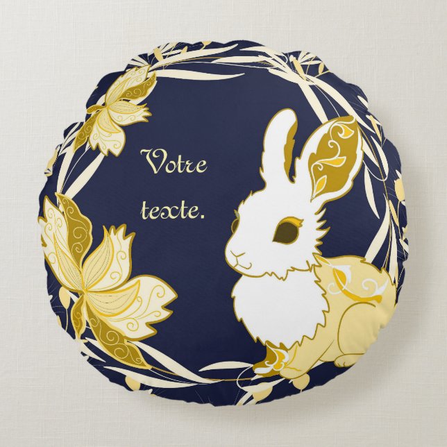 Hasenkoko Rundes Kissen (Vorderseite)