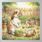 Hasenmutter-und-Babys-Kinderzimmer Poster (Vorne)
