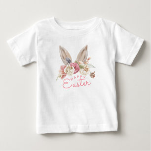 Hasenohren mit Blumen Frohe Ostern Baby T-shirt