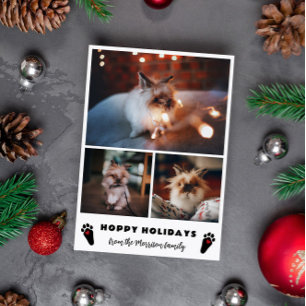 Hasenpfoten-Fotocollage Hoppy Holidays Feiertagskarte