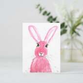 Hasentiere niedliche Kaninchenwälder Rosa Postkarte (Stehend Vorderseite)