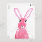Hasentiere niedliche Kaninchenwälder Rosa Postkarte (Vorne/Hinten)