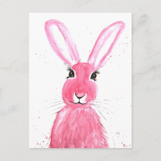 Hasentiere niedliche Kaninchenwälder Rosa Postkarte (Vorderseite)