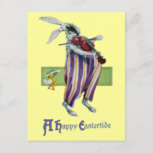 Hasenviolinist vintage Ostern Feiertagspostkarte