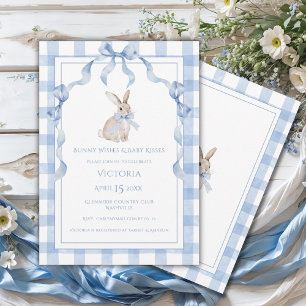 Hasenwünsche & Babyküsse Blaue Babyparty Einladung