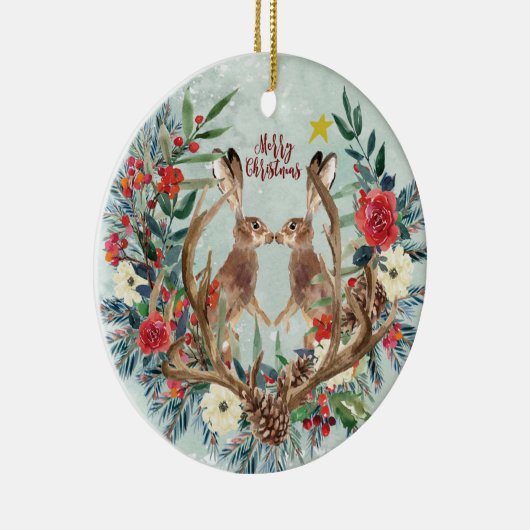 Haseweihnachtsverzierungs-Winter-Blumendekoration Keramik Ornament (Rechts)