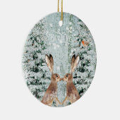 Haseweihnachtsverzierungswinter-Schneedekoration Keramik Ornament (Rechts)