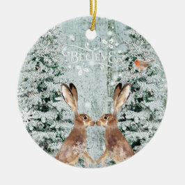 Haseweihnachtsverzierungswinter-Schneedekoration Keramik Ornament