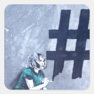 Hash tag Graffiti Quadratischer Aufkleber