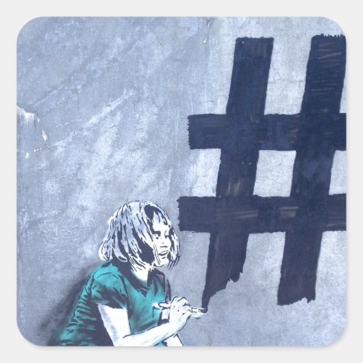 Hash tag Graffiti Quadratischer Aufkleber (Vorderseite)