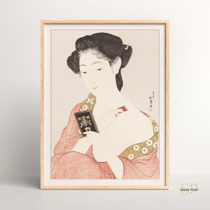 Hashiguchi Goyo Frau Anwenden Makeup Japanisch Poster