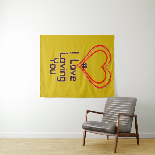 Hashtag 3D I Liebe Sie Wandteppich (Beispiel (Horizontal))