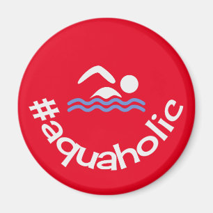 Hashtag Aquaholic lustige rote Schwimmer Magnet