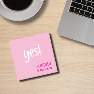 Hashtag #Delulu ist das Solulu-Rosa Post-it Klebezettel