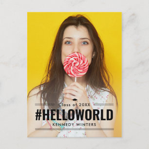 Hashtag Fun Editable Color Abschluss Postkarte