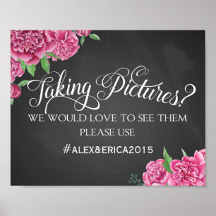 Hashtag für Social Media Hochzeitzeichen Rose Poster
