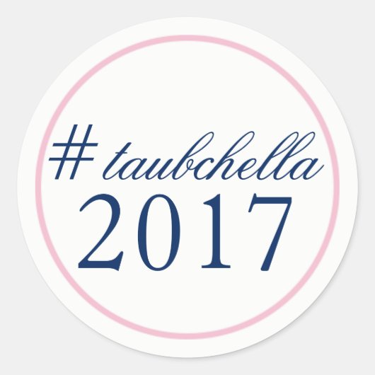 Hashtag Gastgeschenk Hochzeit Aufkleber Rosa/Marin (Vorderseite)