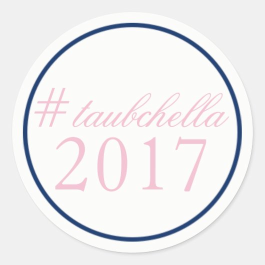 Hashtag Gastgeschenk Hochzeit Aufkleber Rosa/Marin (Vorderseite)