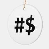 hashtag Geld Keramikornament (Links)