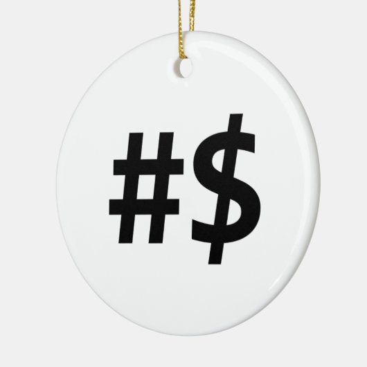 hashtag Geld Keramikornament (Links)