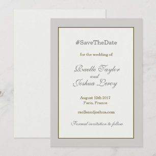 Hashtag Gold Grau Elfenbein Save-the-Date Ankündig Einladung