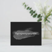 Hashtag Grau auf Purpose Silver Glitzer Pinselstri Postkarte (Stehend Vorderseite)