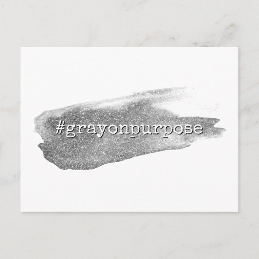 Hashtag Grau auf Purpose Silver Glitzer Pinselstri Postkarte (Vorderseite)