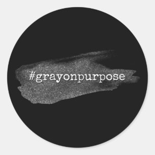 Hashtag Grau auf Purpose Silver Glitzer Pinselstri Runder Aufkleber