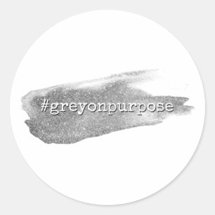 Hashtag Grau auf Purpose Silver Glitzer Pinselstri Runder Aufkleber