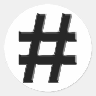 #HASHTAG - Hash Tag Symbol Runder Aufkleber