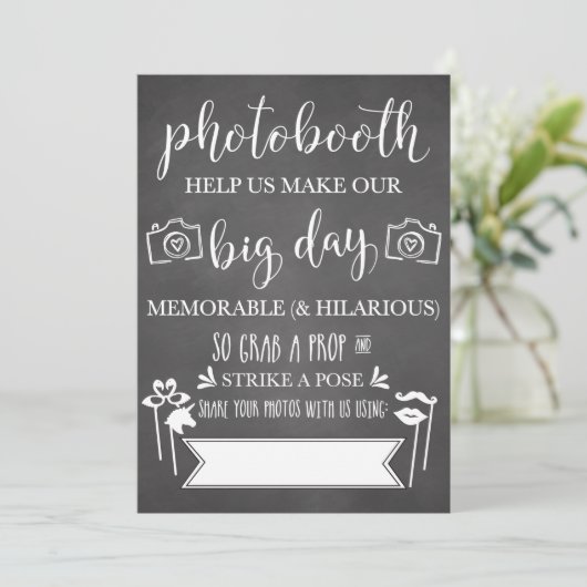 Hashtag Hochzeitsfeier-Sign Einladung (Stehend Vorderseite)