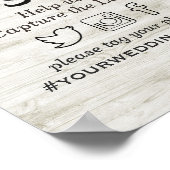 Hashtag-Hochzeitszeichen für Holzfloral Poster (Ecke)