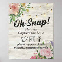 Hashtag-Hochzeitszeichen für Holzfloral