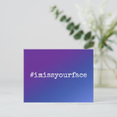 Hashtag ich verpassen Ihr Gesicht Raspberry & Blue Postkarte (Stehend Vorderseite)