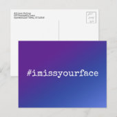 Hashtag ich verpassen Ihr Gesicht Raspberry & Blue Postkarte (Vorne/Hinten)