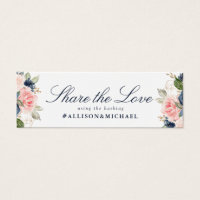Hashtag-Karte für Hochzeiten mit blühenden Blumen 