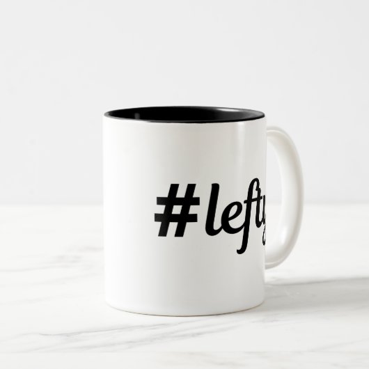 Hashtag Lefty Links Hander's Zweifarbige Tasse (VorderseiteRechts)