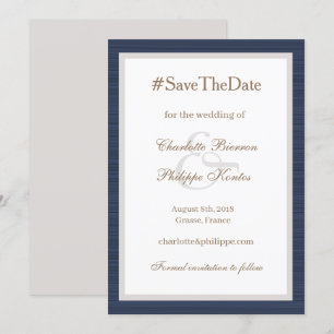 Hashtag Modern Blau Weiße Und-Symbol Save-The-Date Einladung