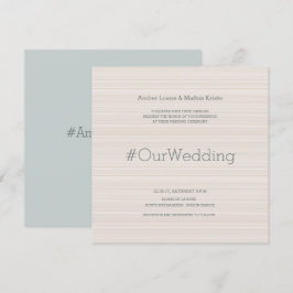 Hashtag moderne, elegante beige Cyan Streifen Hoch Einladung