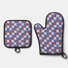 Hashtag Patriotisch Ofenhandschuh & Topflappen-Set