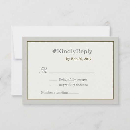 Hashtag personalisiert-Graugold-Hochzeit rsvp Einladung (Vorderseite)