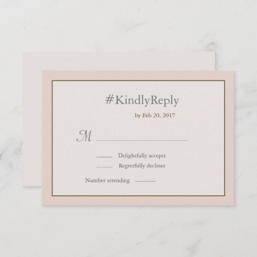 Hashtag personalisierte Blush Peach Gold Hochzeit Einladung (Vorne/Hinten)