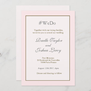 Hashtag personalisierte Hochzeit in Rosa Einladung
