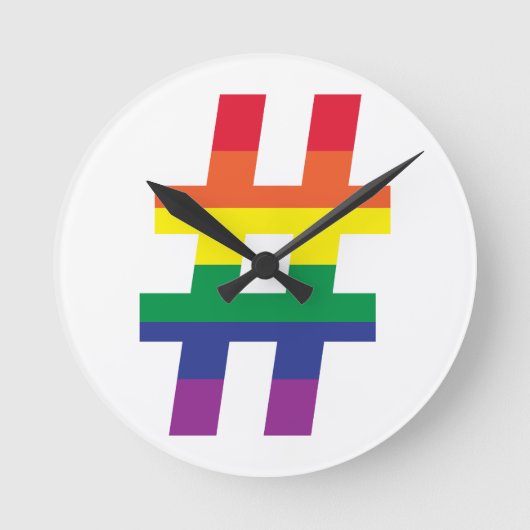Hashtag-Regenbogenflagge Runde Wanduhr (Vorderseite)