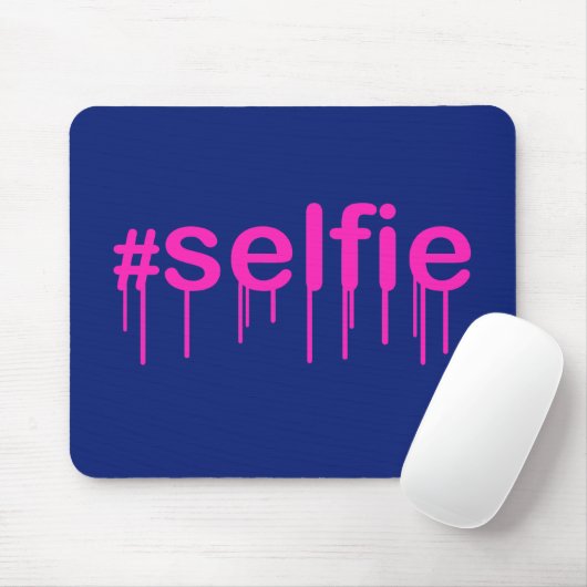 Hashtag Selfie Drooling auf blau Mousepad (Mit Mouse)