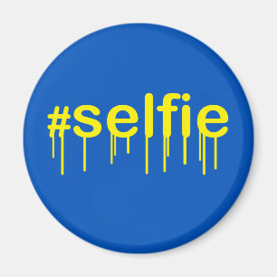 Hashtag Selfie Drooling auf blaue Dekoration Magnet