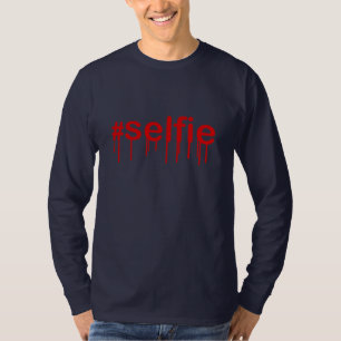 Hashtag Selfie Drooling auf blaue Dekoration T-Shirt