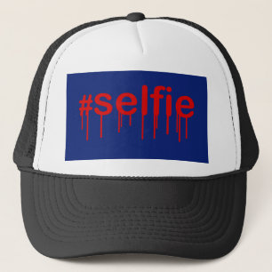 Hashtag Selfie Drooling auf blaue Dekoration Truckerkappe