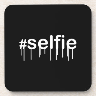 Hashtag Selfie Drooling Black Decor Getränkeuntersetzer